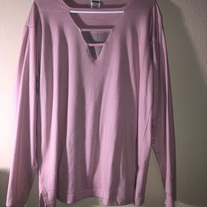 PINK VS Long sleeve v-cut campus tee